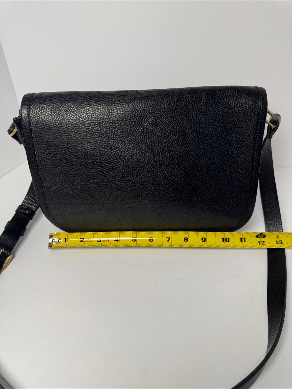 AGNES B. Minimal Black Pebble Leather Crossbody Saddle Satchel Bag  Roomy - Picture 13 of 16